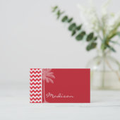 Carte De Visite Palmier d'été; Alizarin Crimson Chevron; zig zag (Debout devant)