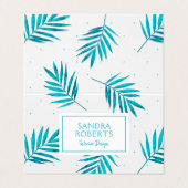 Carte De Visite Palmier feuille motif turquoise et blanc (Extérieur déplié)