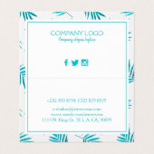 Carte De Visite Palmier feuille motif turquoise et blanc (Intérieur déplié)