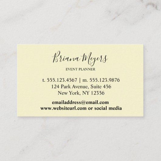 Carte De Visite Palmier Feuille or Tropique Jaune vert (Dos)