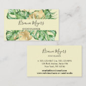 Carte De Visite Palmier Feuille or Tropique Jaune vert (Devant / Derrière)