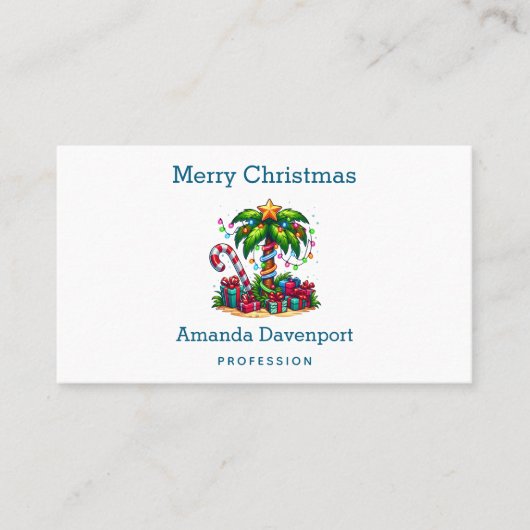 Carte De Visite Palmier tropical Joyeux Noël (Devant)