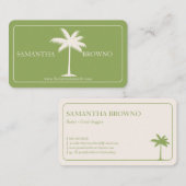 Carte De Visite Palmier Tropical Vert (Devant / Derrière)