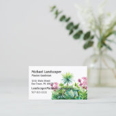 Carte De Visite Palmier, vert, rouge feuille nature (Debout devant)