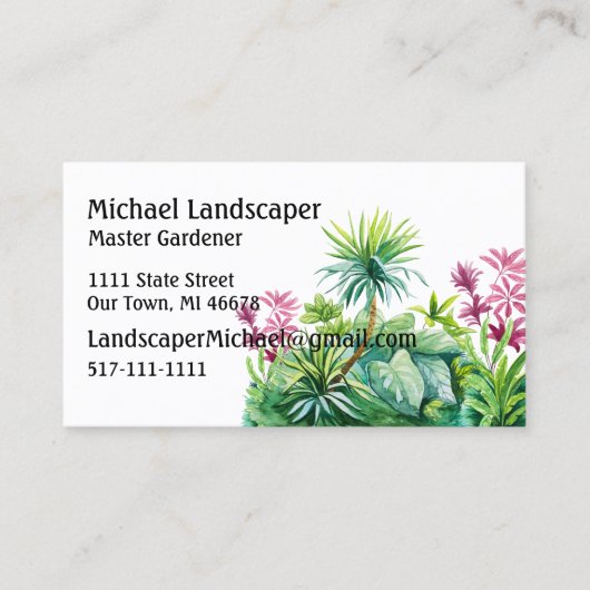 Carte De Visite Palmier, vert, rouge feuille nature (Devant)