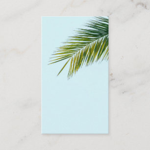 Carte De Visite Palmier Vert Tropical sur Fond Bleu Clair