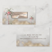 Carte De Visite Palmiers à fleurs tropicaux Or (Devant / Derrière)