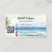 Carte De Visite Palmiers de plage tropicaux QR code médias sociaux (Dos)