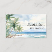 Carte De Visite Palmiers de plage tropicaux QR code médias sociaux (Devant)