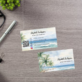 Carte De Visite Palmiers de plage tropicaux QR code médias sociaux