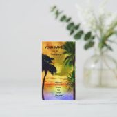 Carte De Visite Palmiers et un coucher du soleil tropical (Debout devant)