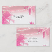 Carte De Visite Palmiers roses et lumières à cordes (Devant / Derrière)