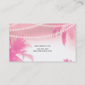 Carte De Visite Palmiers roses et lumières à cordes (Dos)