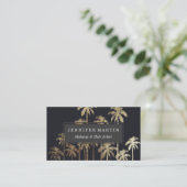 Carte De Visite Palmiers tropicaux d'or fascinant sur le noir (Debout devant)