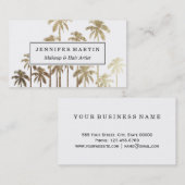 Carte De Visite Palmiers tropicaux en or glamour sur blanc (Devant / Derrière)