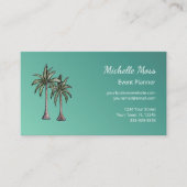 Carte De Visite Palmiers tropicaux Moderne Turquoise Planificateur (Devant)