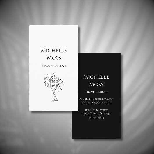 Carte De Visite Palmiers tropicaux modernes tirant noir blanc