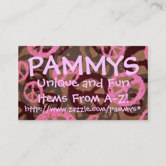 Carte De Visite PAMMYS, http://www.zazzle.com/pammys*.. (Devant)
