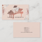 Carte De Visite pampas beige herbe boho fleurs pianiste (Devant / Derrière)
