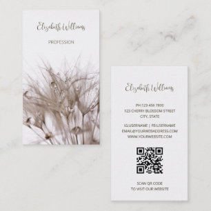 Carte De Visite Pampas Grass Beige Sepia Photo   Code QR