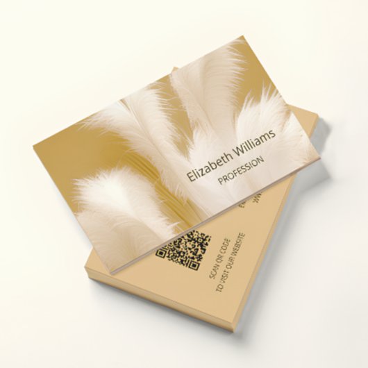 Carte De Visite Pampas Grass Beige Sepia Photo | Code QR