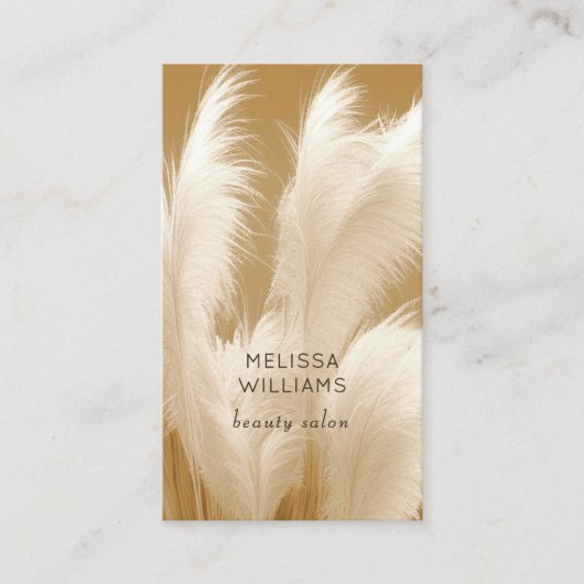 Carte De Visite Pampas Grass Beige Sepia Photo | QR Code (Devant)