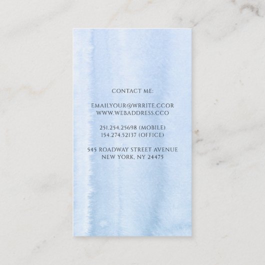 Carte De Visite Pampas Grass et Fleurs bleu poussiéreux Élégant Ex (Dos)