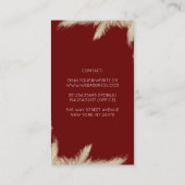 Carte De Visite Pampas Grass et Fleurs Bourgogne Moderne Boho (Dos)