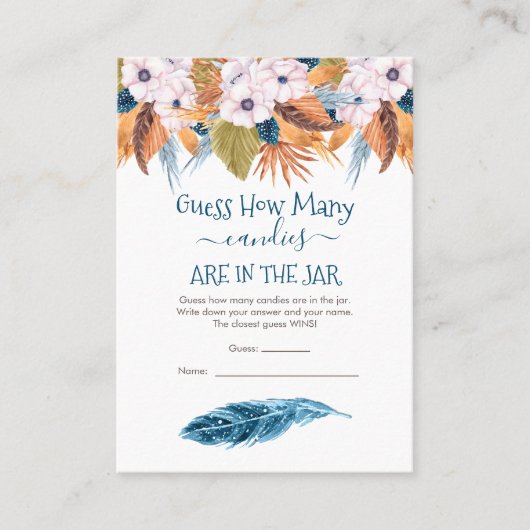 Carte De Visite Pampas Grass Guess Candies dans Jar Game (Devant)