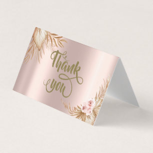 Carte De Visite Pampas Grass Luxe Rose Gold