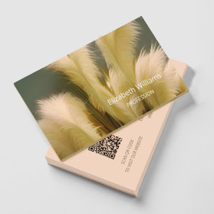 Carte De Visite Pampas Grass Photo Concepteur intérieur   Code QR