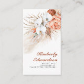 Carte De Visite Pampas Grass Terracotta Fleurs Orchidées Blanches  (Devant)