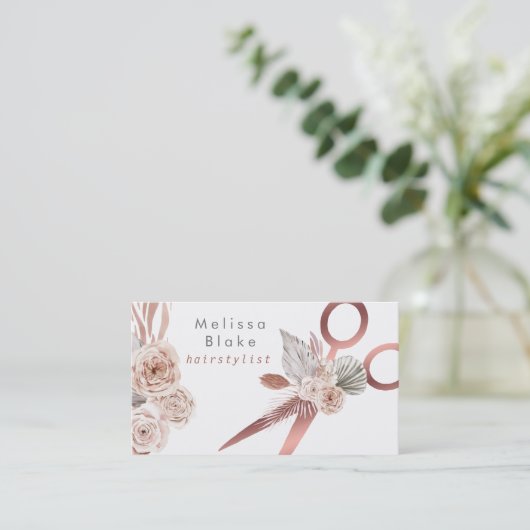 Carte De Visite pampas herbe ciseaux coiffeur (Debout devant)