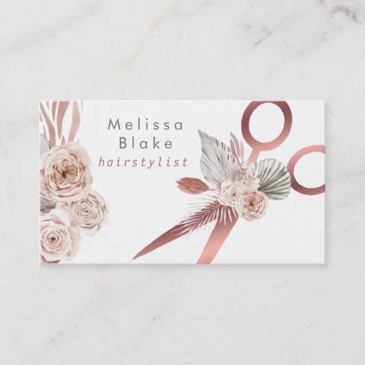 Carte De Visite pampas herbe ciseaux coiffeur (Devant)
