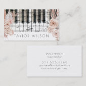 Carte De Visite pampas herbe fleurs pianiste professeur de musique (Devant / Derrière)