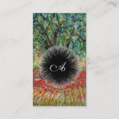 Carte De Visite PAN, ARBRE OLIVE ET CHAMPS POPPY Monogramme, brun (Dos)