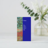 Carte De Visite PAN, OLIVE ARBRE ET CHAMPS POPPY monogramme, bleu (Debout devant)