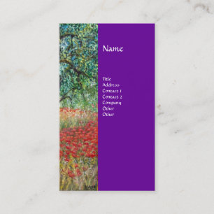 Carte De Visite PAN, OLIVE ARBRE ET CHAMPS POPPY monogramme, viole