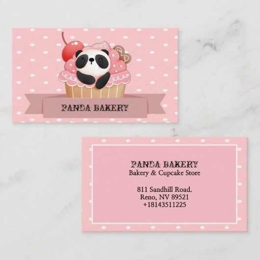 Carte De Visite Panda Cupcake (Devant / Derrière)