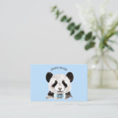 Carte De Visite Panda D'Aquarelle Moderne Avec Nom Et Bleu Pastel (Debout devant)