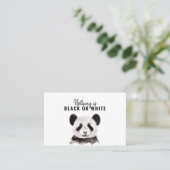 Carte De Visite Panda Funky Moderne Noir Et Blanc Avec Citation (Debout devant)