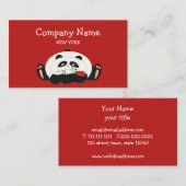 Carte De Visite Panda Mignon , Dessin Animé Rouge (Devant / Derrière)