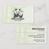 Carte De Visite Panda Pair et Bambou Aquarelle (Devant / Derrière)