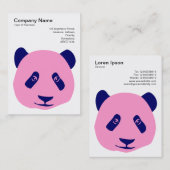 Carte De Visite Panda - rose et bleu (Devant / Derrière)