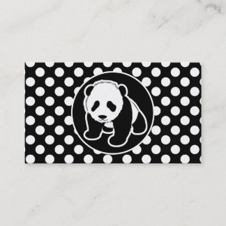 Carte De Visite Panda sur les Pois noirs et blancs