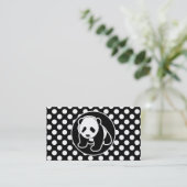 Carte De Visite Panda sur les Pois noirs et blancs (Debout devant)
