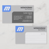 Carte De Visite Panels MonoGram - Bébé bleu et gris (Devant / Derrière)