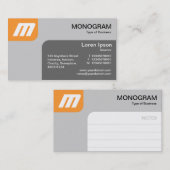 Carte De Visite Panels MonoGram - Lt Orange et Grey (Devant / Derrière)