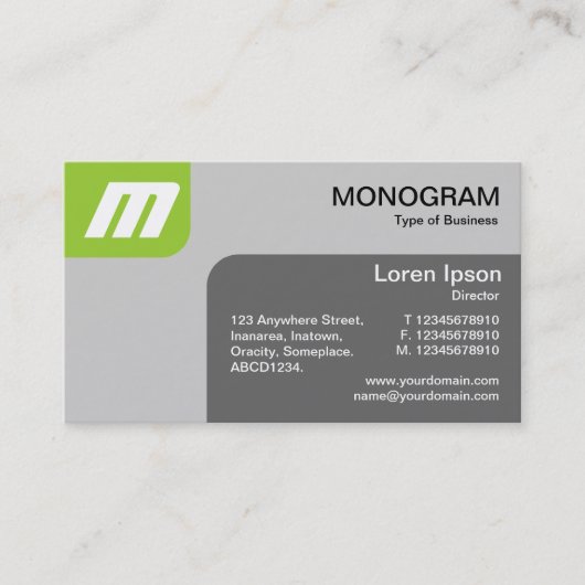Carte De Visite Panels MonoGram - Martian Green et Grey (Devant)