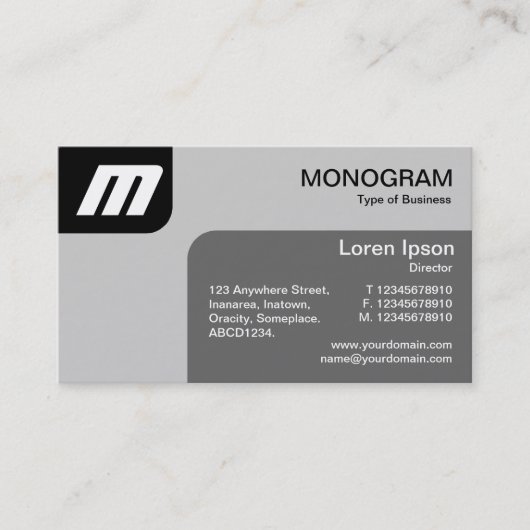 Carte De Visite Panels MonoGram - Noir et gris (Devant)